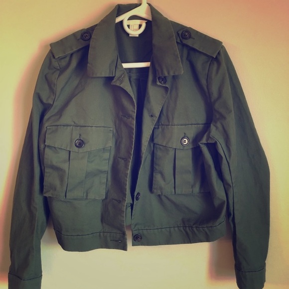 H&M Jackets & Blazers - H and M green bomber jacket